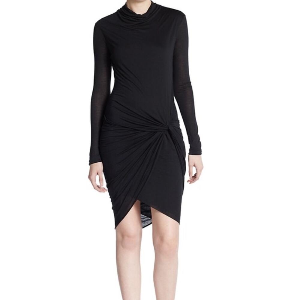 NWT Helmut Lang Twist Jersey Dress Size Medium Black Bodycon Minimalist